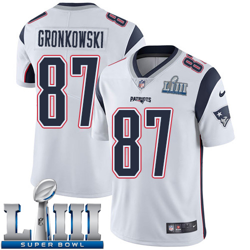 Men New England Patriots #87 Gronkowski white Nike Vapor Untouchable Limited 2019 Super Bowl LIII NFL Jerseys